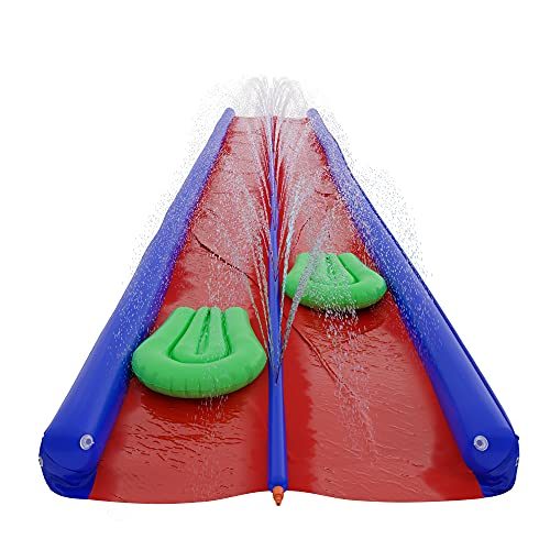 Double Slip and Slide Backyard Water Fun - 25 x 6 Feet Waterslide with Sprinkler and Inflatable Body Boards for...