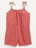 Double-Weave Decorative Shoulder-Tie Romper for Girls On Sale At Old Navy