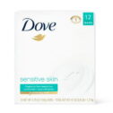 Dove Sensitive Skin Hypoallergenic Beauty Bar Soap, Fragrance Free, 3.75 oz (12 Bars)
