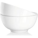 DOWAN 22oz Cereal Bowls, Set of 2,Porcelain Serving Salad Bowls,White