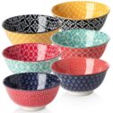 DOWAN Porcelain Cereal Bowls, 23 Fluid Ounces Vibrant Colors Soup Bowls, Cute Oatmeal Bowls for Pasta, Small Salad, Stews, Rice,...