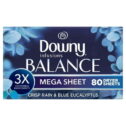 Downy Infusions Mega Dryer Sheets, Balance, Crisp Rain and Blue Eucalyptus, 80 Count