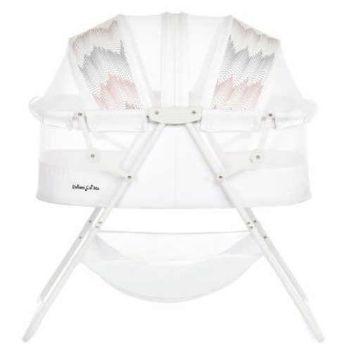Dream On Me Karley Bassinet in Dove White, Quick Fold and Easy to Carry, Large Storage Basket