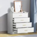 Dressers for Bedroom, Heavy Duty 4-Drawer Wood Chest of Drawers, Modern Storage Bedroom Chest for Kids Room, White Vertical Storage...
