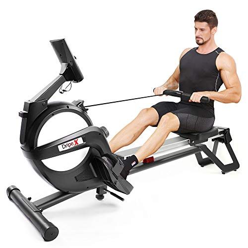 Dripex Magnetic Rowing Machine for Home Use, Super Silent Indoor Rower with 15-Level Adjustable Resistance, Double Aluminum Sliding Rail, LCD...