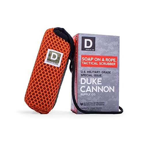 Duke Cannon Supply Co. Tactical Scrubber Soap On a Rope Pouch - Bath and Shower Body Scrubber Exfoliator and Soap...