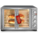 durable Elite Gourmet ETO-4510M French Door 47.5Qt 18-Slice Convection Oven 4-Control Knobs Bake Broil Toast Rotisserie Keep Warm Includes 2...