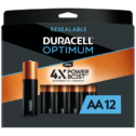 Duracell Optimum AA Battery, Double A Batteries with Resealable Package, 12 Pack