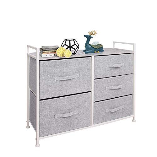East Loft Multipurpose Dressers for Bedroom Cheap Closet Dresser for Nursery - Storage Dresser with 5 Fabric Drawers - Easy...
