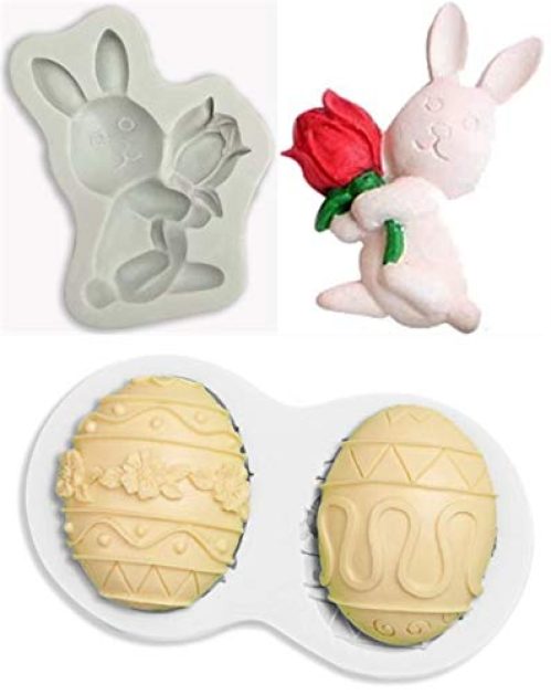 Easter Eggs & Bunny 3D Chocolate Silicone Mold, DIY Idea Game Gift Box for Romantic Party Birthday, Fondant Ice Cube...