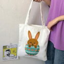 Easter Decoration Savings DYTTDG Easter Bunny Basket Bags for Kids,Canvas Cotton Personalized Candy Basket Rabbit on Clearance