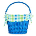 Easter Medium Round Blue Willow Easter Basket with Plaid Liner, by Way To Celebrate