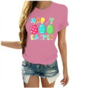 Easter Shirt 2024 Easter Eggs Happy Easter Print Men And Women Loose Plus Size Short Sleeves Bunny Crew Shirt for...