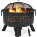 Easyfashion Outdoor Fire Pit High-Heat Iron Fire Pit,Black