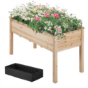Easyfashion Rectangle Fir Wood Garden Bed Raised Planters, Wood