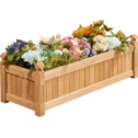 Easyfashion Wooden Raised Garden Bed, 43.5'' L × 16'' W × 14'' H，Brown
