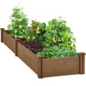 Easyfashion Wooden Raised Garden Bed Divisible Planter Box,Dark Brown