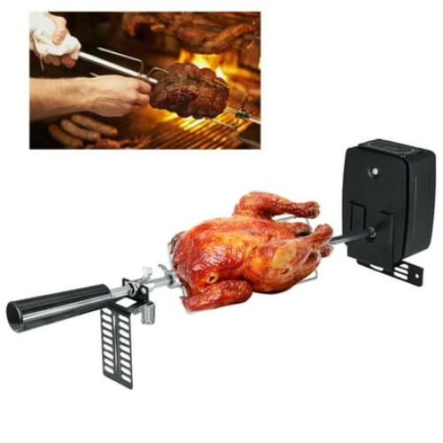 Electric Rotisserie Kit BBQ Grill Roaster with Motor Stainless Steel Stand Reusable Stainless Steel Rotisserie Forks Rods Kit For Outdoor...