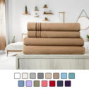 Elif Split King Size Bed Sheets Set Microfiber Machine Washable, Brown