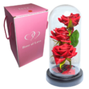 Ellington Gifts Artificial Rose Flowers Gift in Glass Dome with LED - Red Rose | Valentine's Day Mother's Day Christmas...