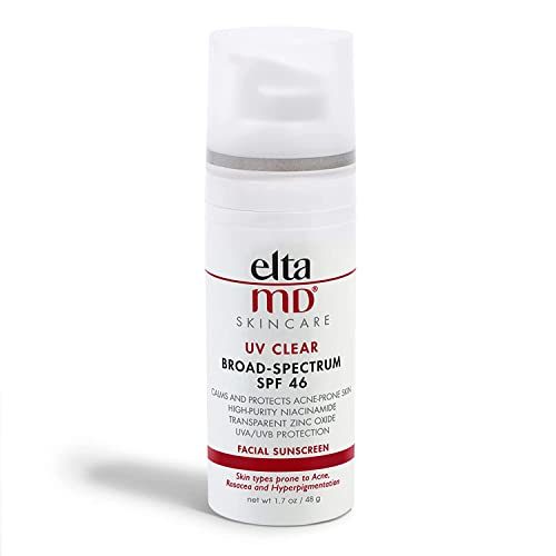 EltaMD UV Clear SPF 46 Face Sunscreen, Broad Spectrum Sunscreen for Sensitive Skin and Acne-Prone Skin, Oil-Free Mineral-Based Sunscreen Lotion...