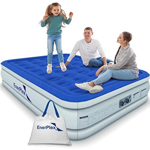 EnerPlex Queen Air Mattress with Built-in Pump - 16 Inch Double Height Inflatable Mattress for Camping, Home & Portable Travel...