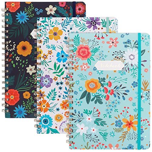 EOOUT 3 Pack B5 Floral Spiral Notebook, Hardcover Large Notebooks for Women, 160 Pages, Cute Blooming, 100gsm Paper, 7.3'' x...