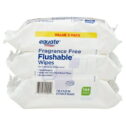 Equate Flushable Wipes, Fragrance Free, Value 3 Pack, 144 Total Wipes