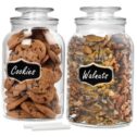 Estilo Glass Cookie Jars| Apothecary Jars with Lids Includes Chalkboard Labels And Chalk | Airtight Glass Jar for Storing Cookies...