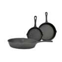 Eternal Cast Iron 3 Piece Skillet Set, Nonstick Pre-Seasoned Chemical Free & Heavy Duty for Use on Stove Top, Oven...