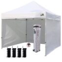 Eurmax 10x10 ez pop up canopy outdoor canopy instant tent with 4 zipper sidewalls and roller bag,bouns 4 weight bags...
