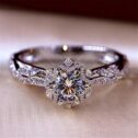 Exquisite Hollow Out Ring, Diamond Cluster Ring Engagement Wedding Jewelry Accessories, Cubic Zirconia Stackable Rings Jewelry for Women, Engagement Rings...