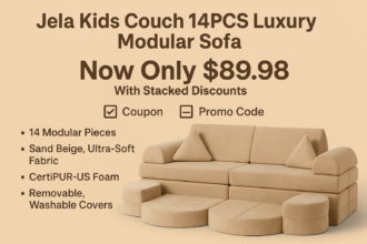 🛋️ Jela Kids Couch 14PCS Luxury Modular Sofa – Now Only $89.98 with Stacked Discounts!