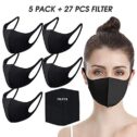 Face Masks by undwider, Fashion Protective Mouth Mask, Unisex Cotton Dust Mask, Reusable Washable Mask for Cycling Camping Travel, Black...