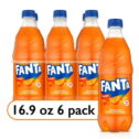 Fanta Orange Fruit Soda Pop, 16.9 fl oz, 6 Pack Bottles