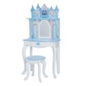 Fantasy Fields by Teamson Kids- Princess Castle Wooden Vanity Set/ Makeup Desk with Chair and Accessories, Frozen Blue/ White