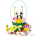 Farm Animal Theme Toy & Treat Filled 42pc Small Easter Basket Gift Set