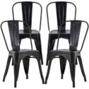 FDW Metal Chairs Dining Stackable Dining Chairs Restaurant Metal Chairs Metal Kitchen Dining Chairs Set Of 4 Trattoria Chairs Indoor/Out...