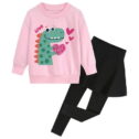 FEDPOP Girls Graphic Clothes Valentines Tops & Leggings Outfit Clothing Set 4T