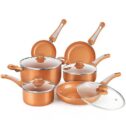 FGY 10 Piece Nonstick Copper Cookware Set Pots and Pans with Induction Bottom(Copper)