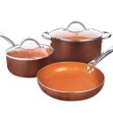 FGY 5 PCS Pots & Pan Set Frying pan Set Saucepan with Lid Copper Nonstick Kitchen Cookware Set Dishwasher &...