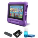 Fire 7 Tablet Kids Edition, 7 In., 16GB, Purple Case - Kit with 64GB Micro SD Card