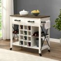 FirsTime & Co. White And Brown Caledonia Kitchen Cart, Farmhouse, Wood, 34.5 x 16.75 x 31.5 in