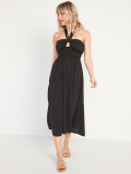 Fit & Flare Smocked Twist-Front Halter Maxi Dress for Women On Sale At Old Navy