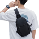 FLOLESS Crossbody Backpack Sling Bag for Men Women, Black Messenger Shoulder Bag for School Work Travel