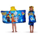 Franco Kids Bath and Beach Cotton Hooded Towel Wrap, 24? x 50?, Lego Movie 2