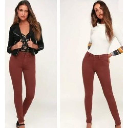 Free People Jeans | Free People- Burgundy Skinny Jeggings | Color: Purple/Red | Size: 25