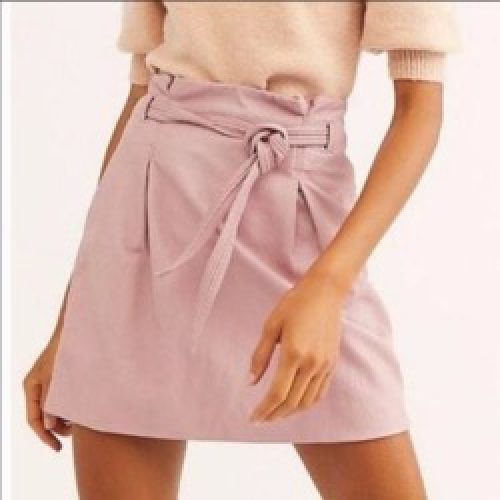 Free People Skirts | Free People Payton Paperbag Vegan Skirt | Color: Pink | Size: 8