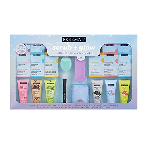 Freeman Limited Edition Scrub & Glow Ultimate Face and Body Kit, 20 Piece Mother's Day & Easter Gift Set, Facial...