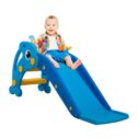 FreshTop 45 Inch Foldable Kid Toddler Slide Set, 2 IN 1 Slides with Basketball Hoop, Indoor Outdoor Children Playground Toy...